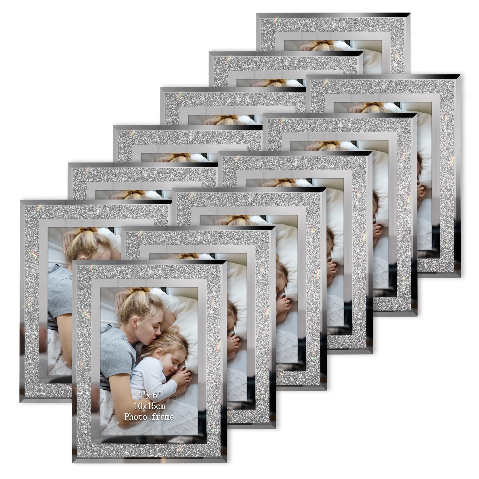 Cadres photo 10x15 cm stables anti-poussière en verre lot de 12