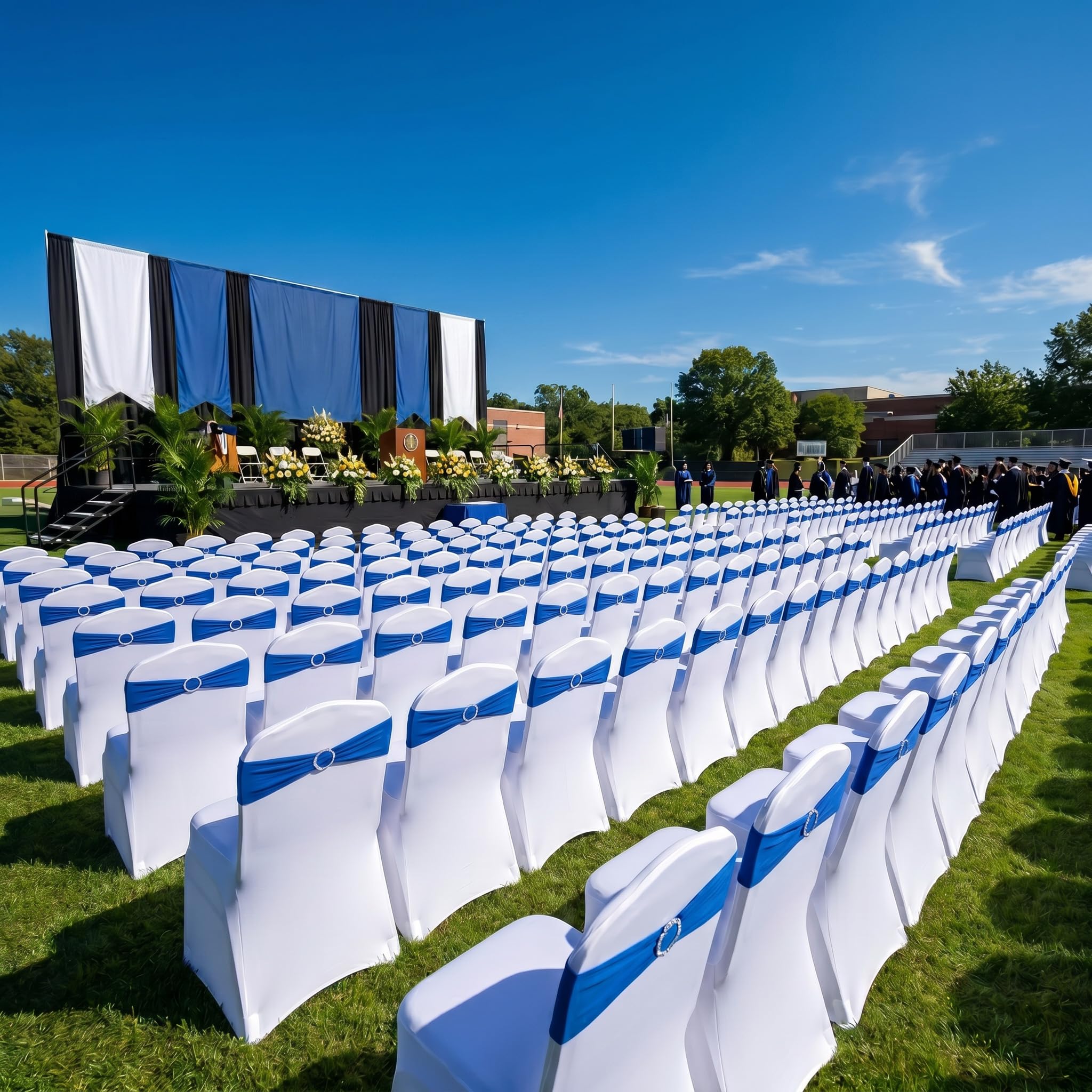 ACXIN Fundas de silla con lazos para sillas de estilo moderno, para bodas y celebraciones (50 unidades), color blanco