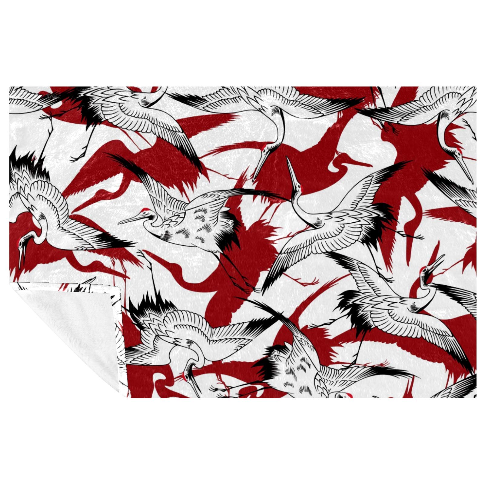 Jeté de lit grues japonaises contre le froid plaid canapé doux chaud 150x100