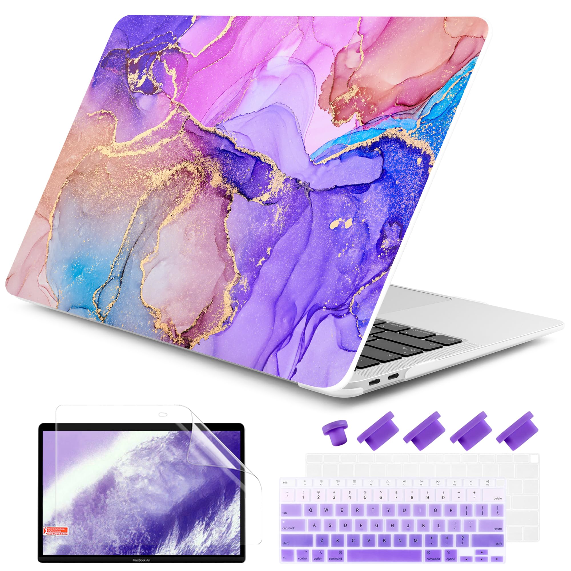 DONGKE Compatible with MacBook Air 13 inch Case 2021 2020 2019 2018 Release A2337 M1 A2179 A1932 with Retina Display & Touch ID, Plastic Hard Shell &
