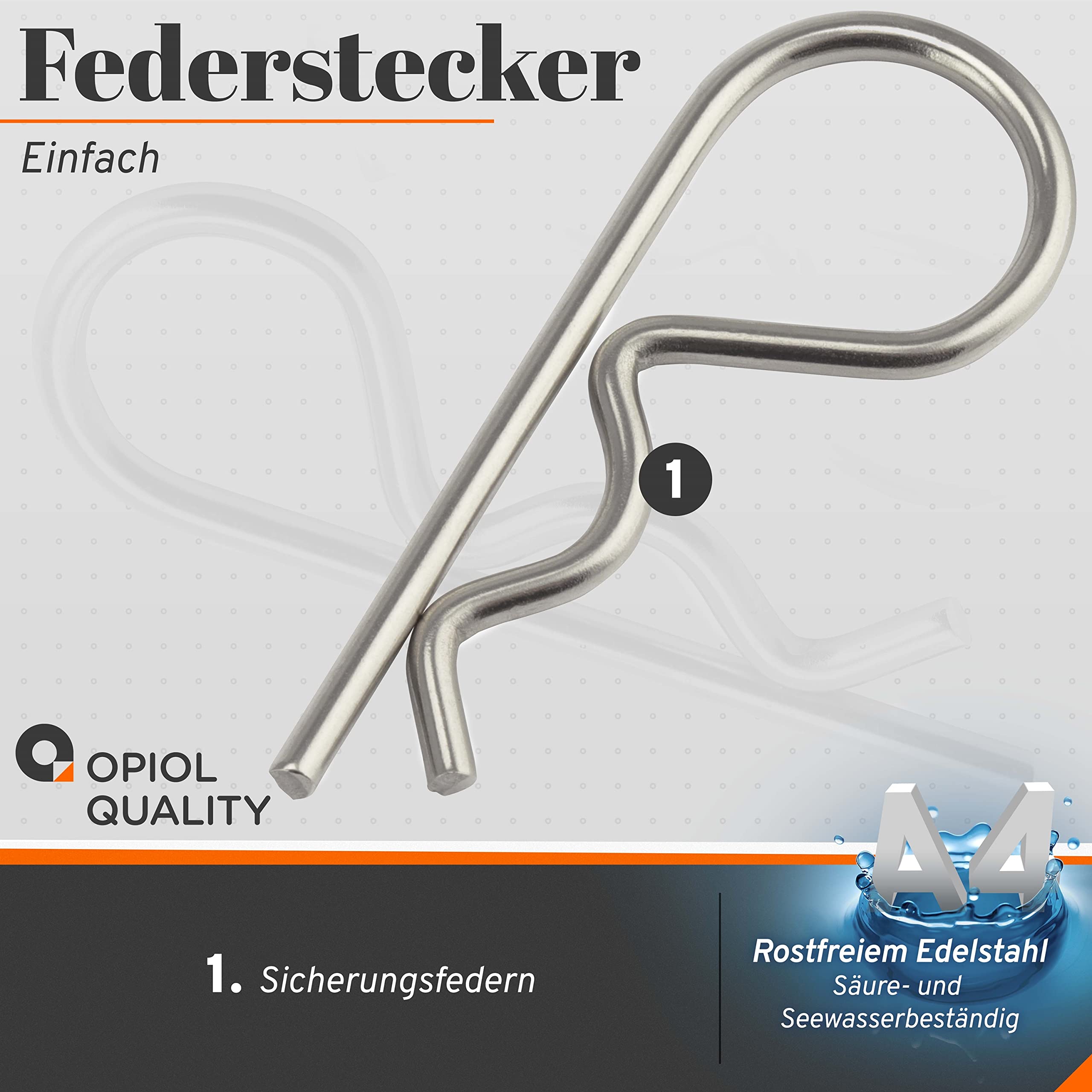 Federstecker einfach 6x125mm aus Edelstahl A2 V2A (20 Stück) Federsplinte Splint Federsplint Stecksplint Federvorstecker Sicherungsklammer Clip Sicherungssplint