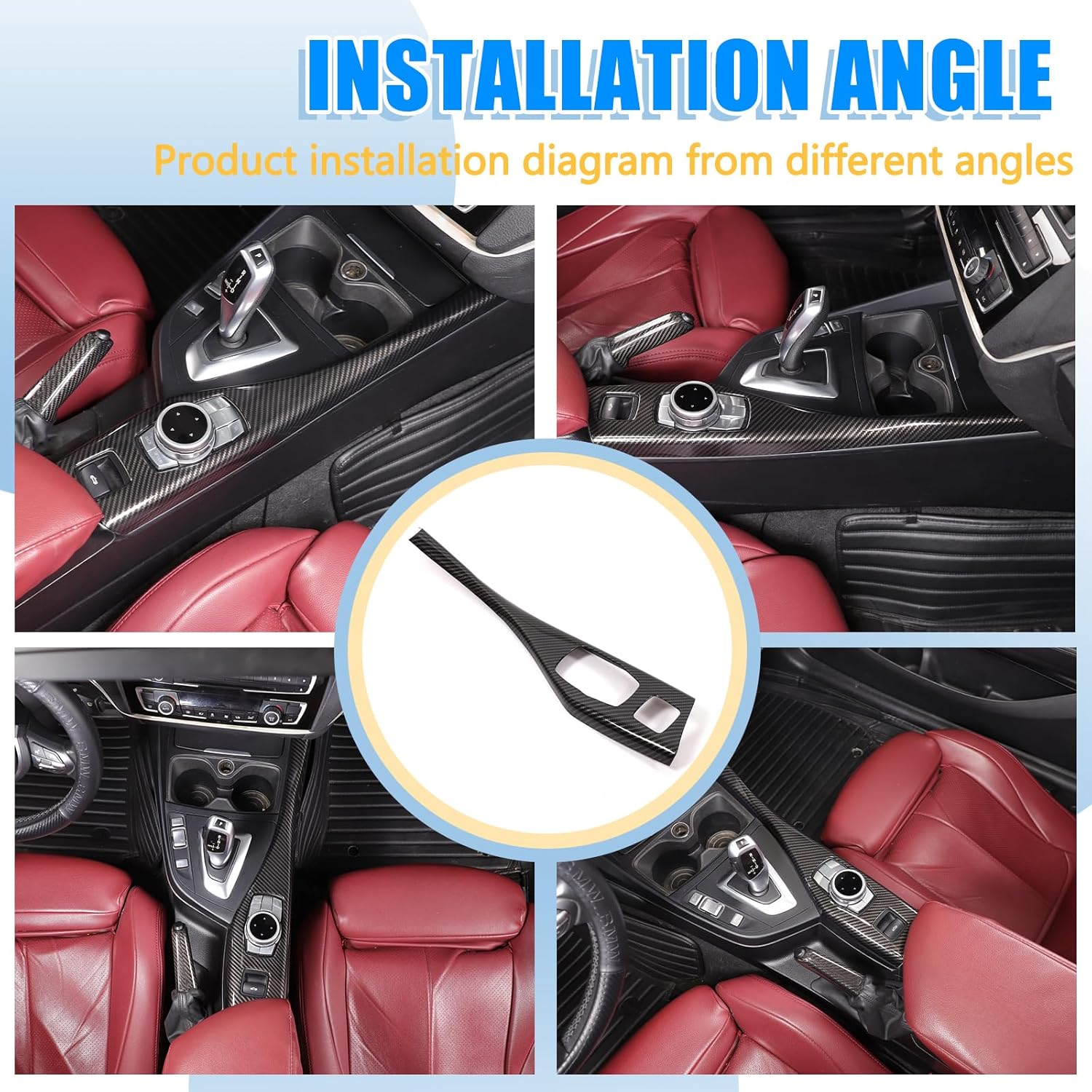 Car Center Console Multimedia Button Panel Cover Sticker Compatible with BMW 1 2 Series F20 F21 F22 Car Central Control Gear Panel Cover Interior Accessories (Carbon fiber pattern(Convertible models))