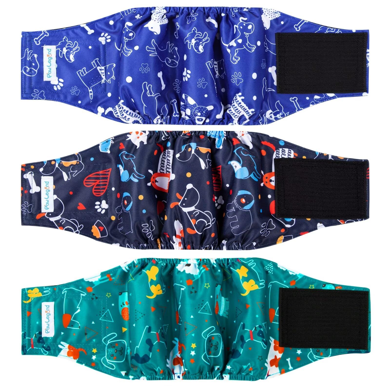 Paw Legend Washable Dogs Diapers Male Dog Belly Bands for Male Dogs Diapers Reusable Puppy & Doggie Diapers Male