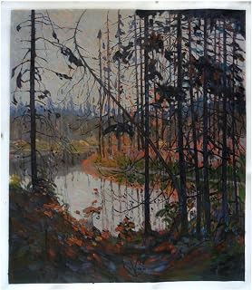 Northern River - Tom Thomson hand-painted oil painting reproduction,Beautiful Twilight Forest Brook Landscape,Living Room Large Wall Art