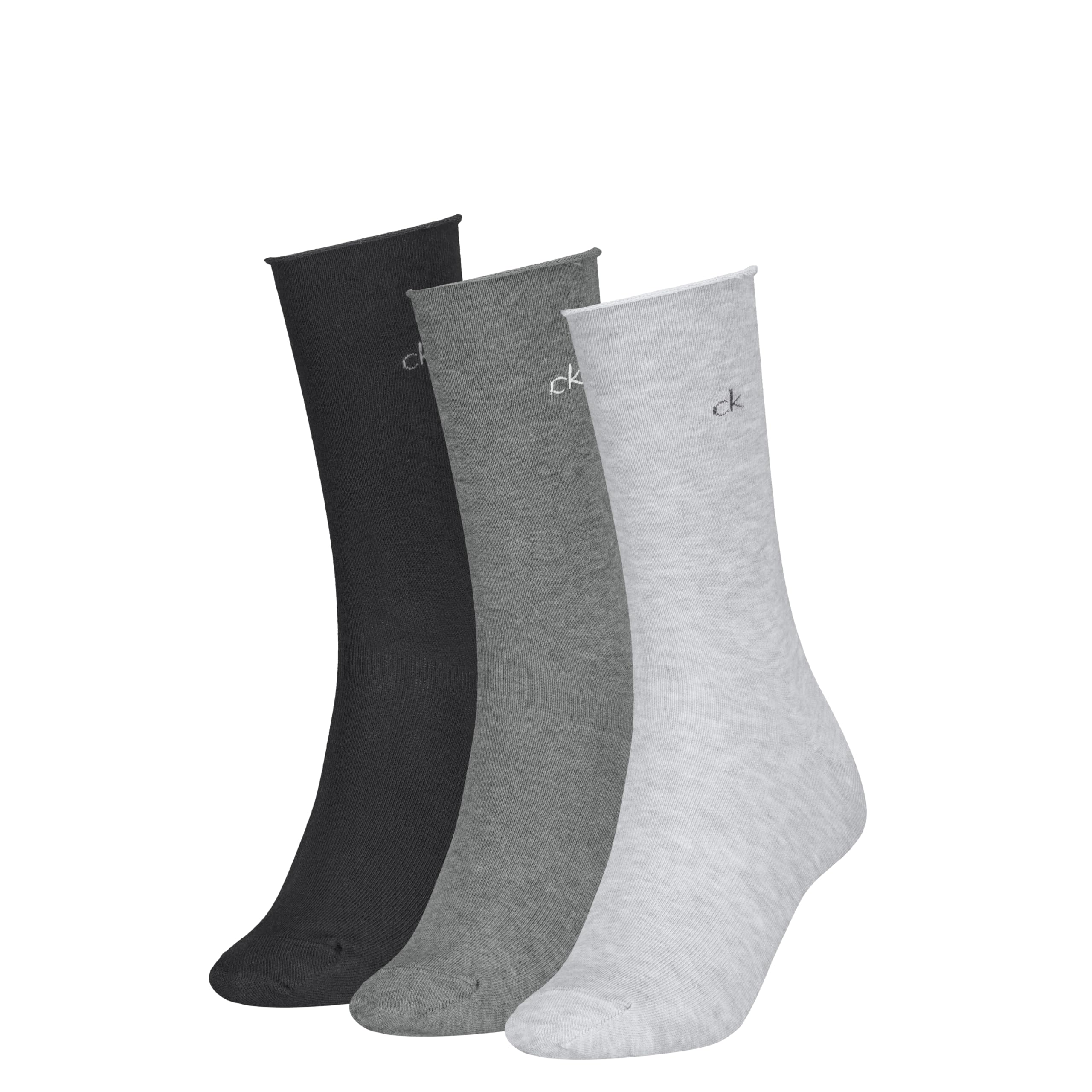 8719965009202 CK Women's Socks 3 Pairs Roll Top, grey melange, 39-42