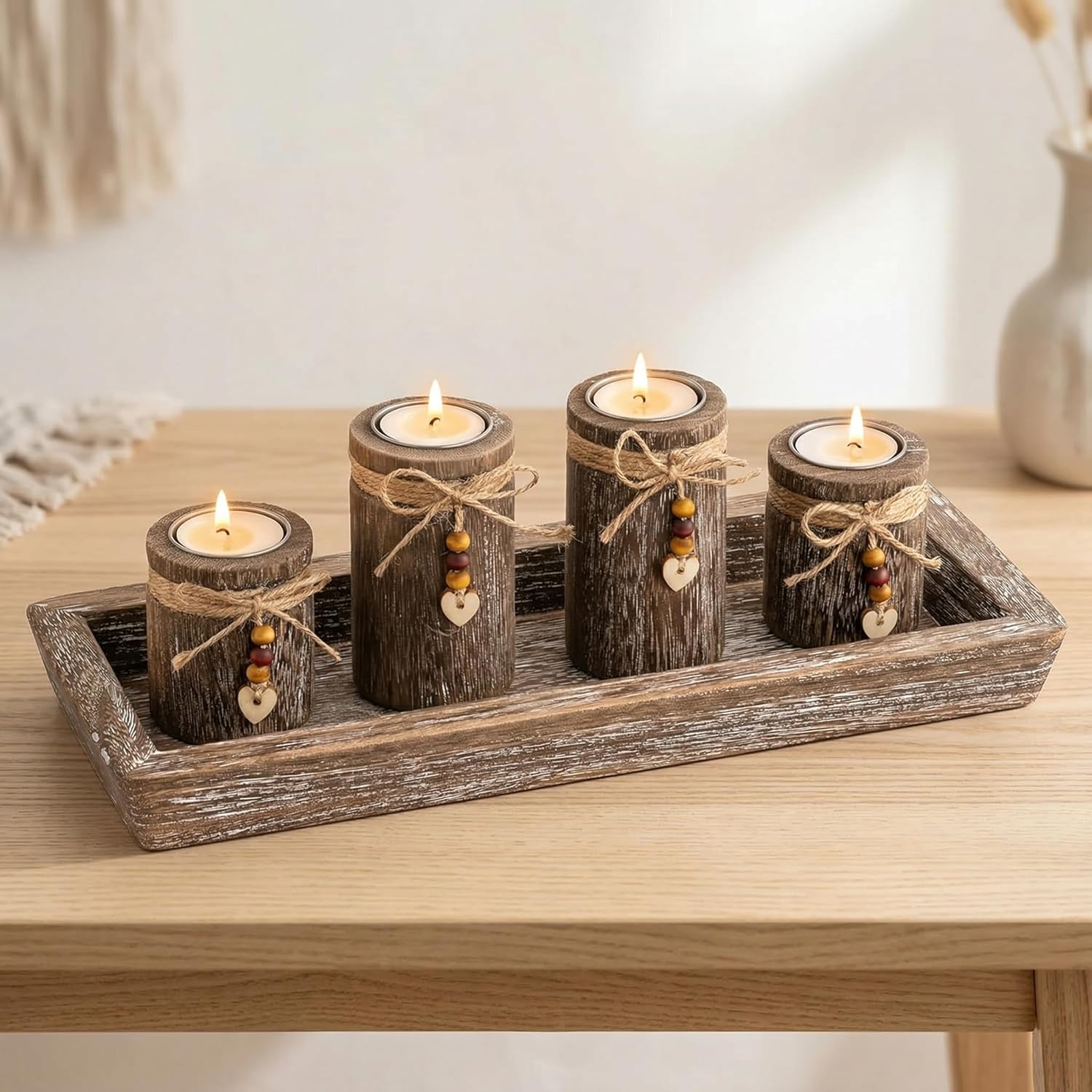 Rustic Candle Tray Centerpiece