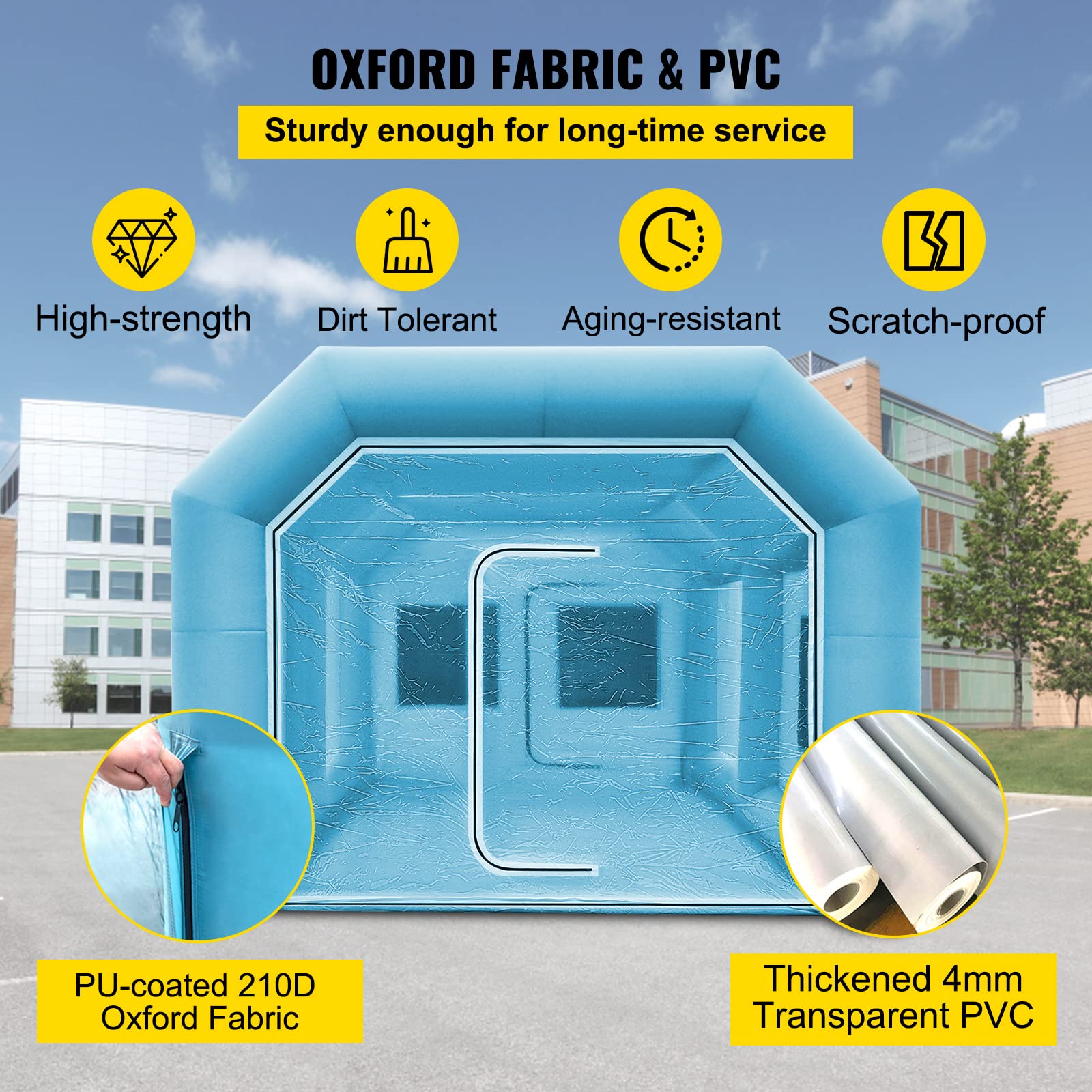 VEVOR Aufblasbares Spritzkabinenzelt 750W 350W 210D Oxford-Gewebe 4x2,5x2,2m Blau