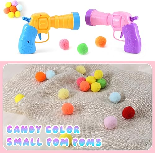 Miniatura 7 de 102 piezas de pistola lanzadora de bolas para gatos, bolas de gato, incluye 100 bolas coloridas de felpa para gatos y 2 emocionantes lanzadores,