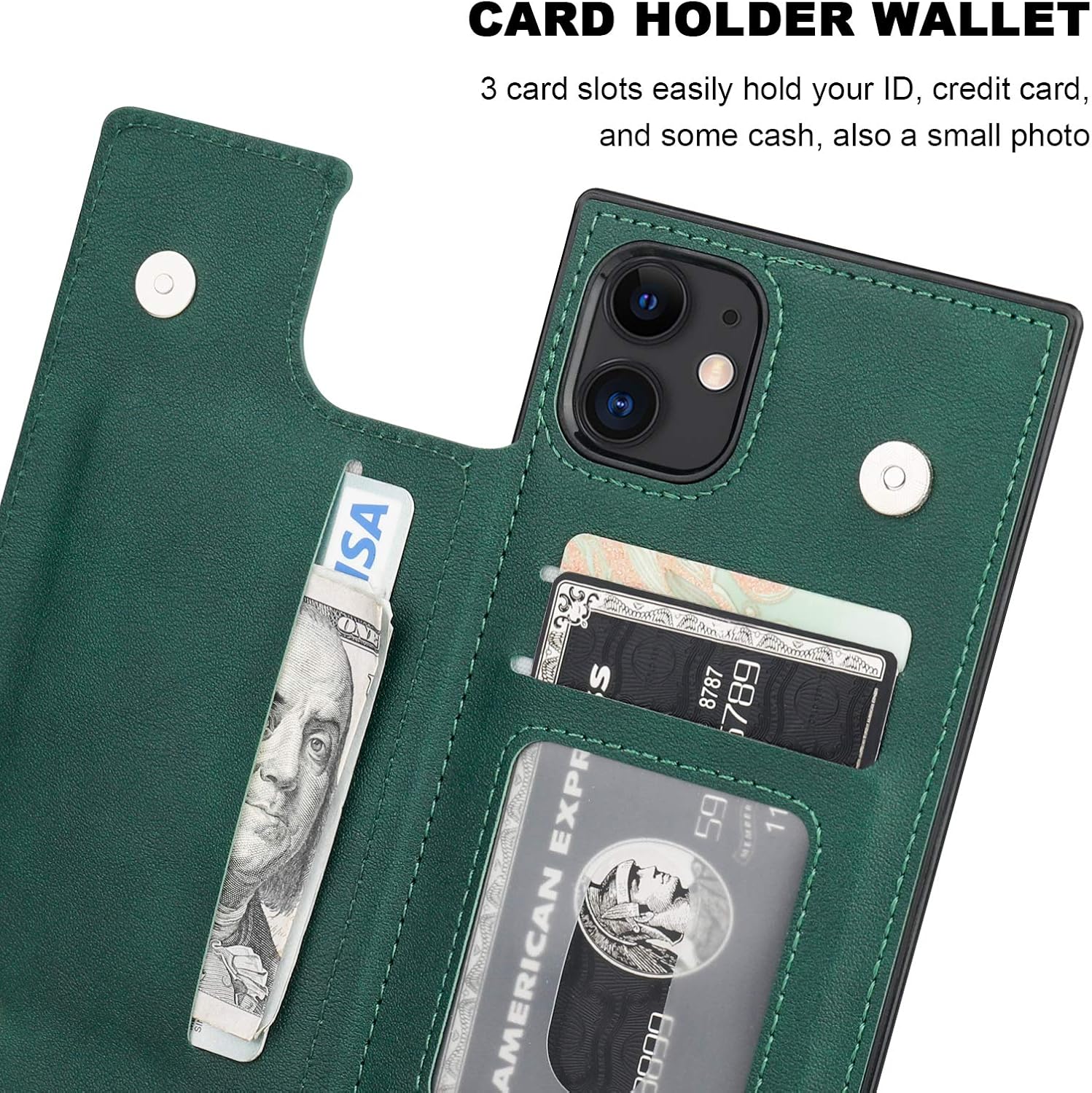 Bocasal Crossbody Wallet Case for iPhone 11 Credit Card Holder PU Leather Kickstand Shockproof Detachable Cross Body Strap Lanyard Magnetic Closure 6.1 inch(Green)
