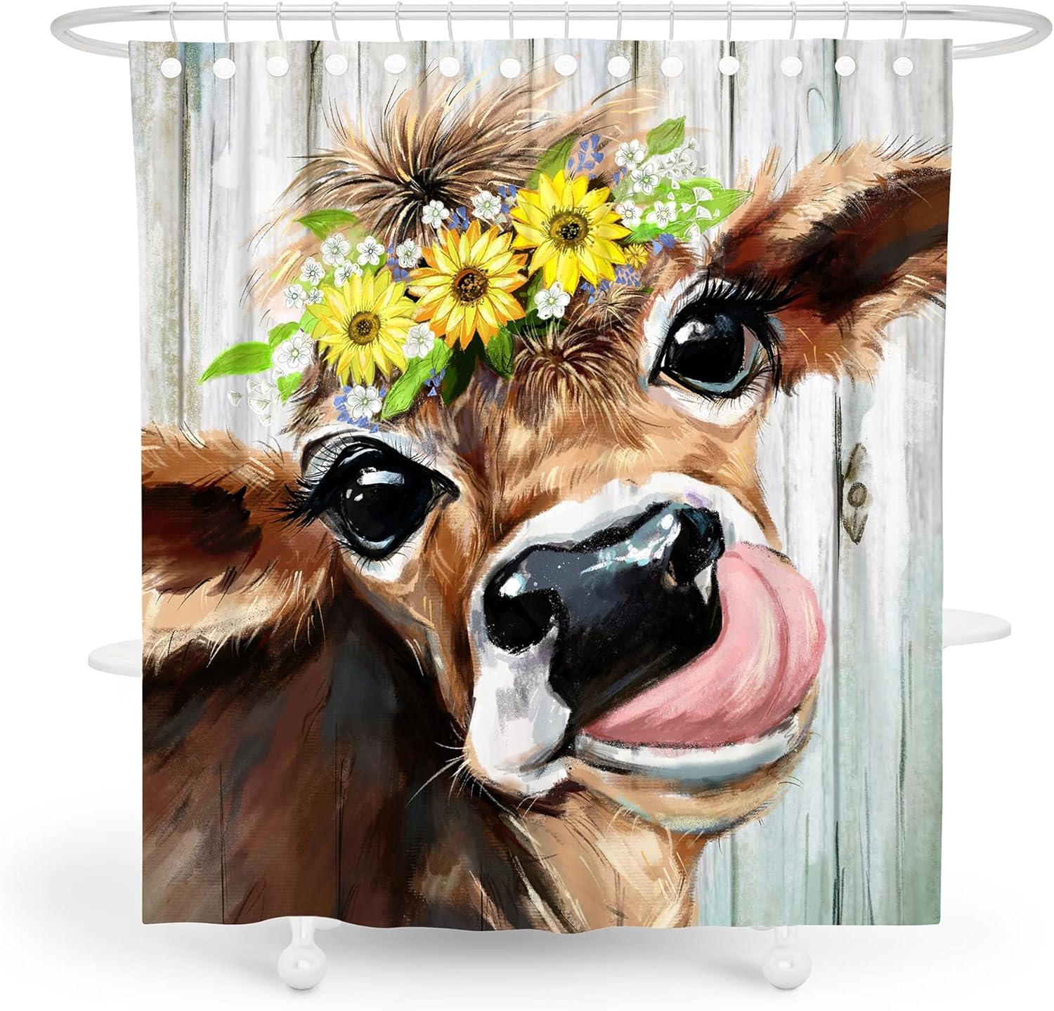ERYOSHMO cow Shower Curtain sets Watercolor brown modern