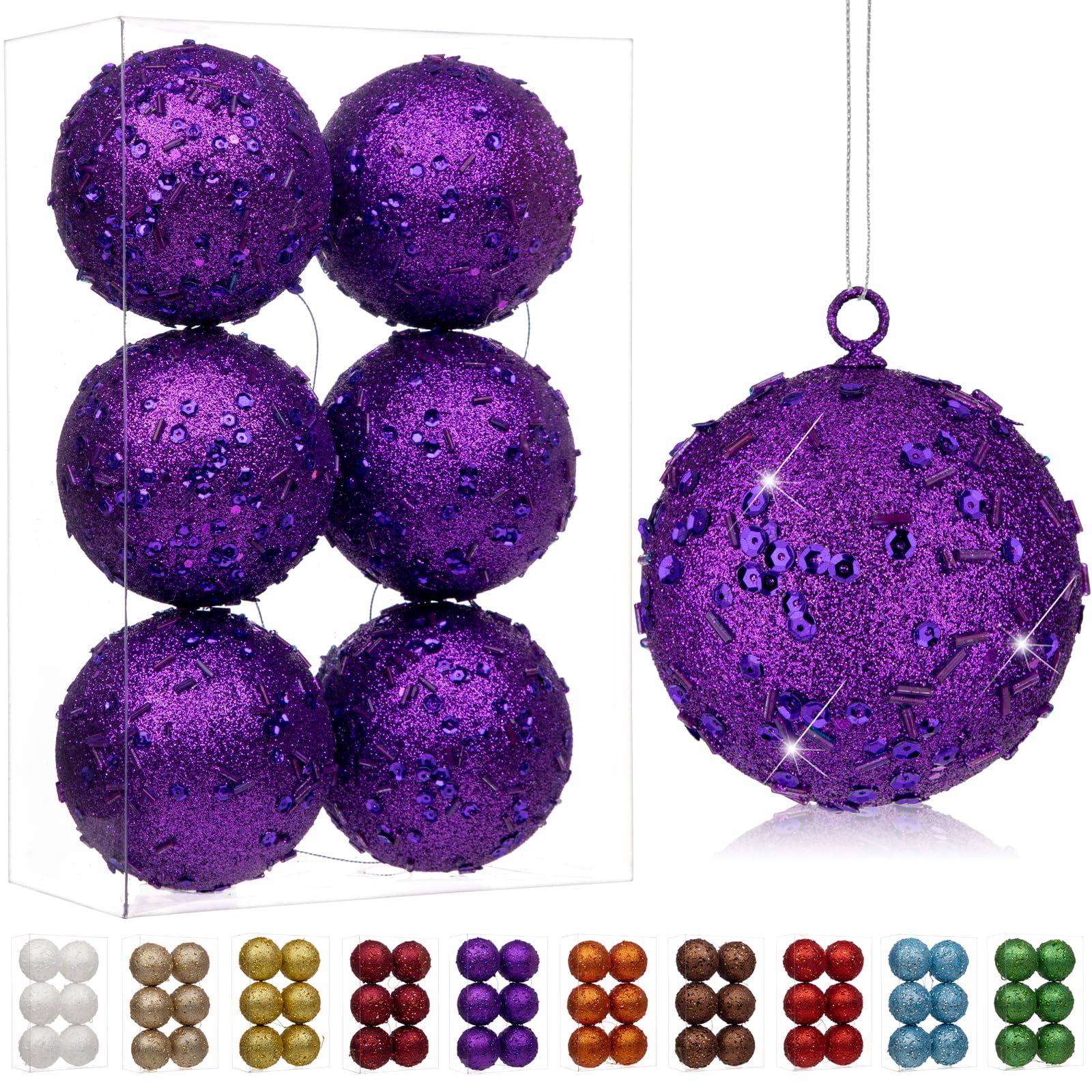 Boules de sapin de Noël féeriques 8 cm lot de 6 blanc pour raviver la magie des fêtes