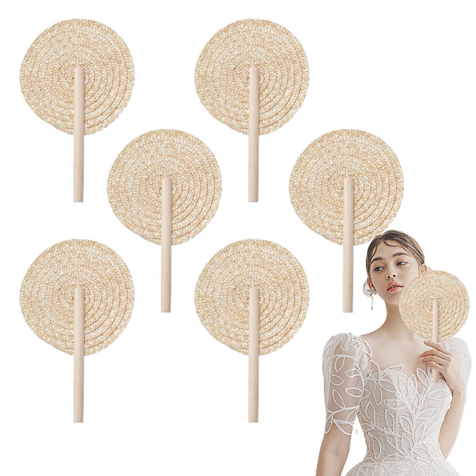 Eventails de mariage en raphia naturel pour invités de cérémonie