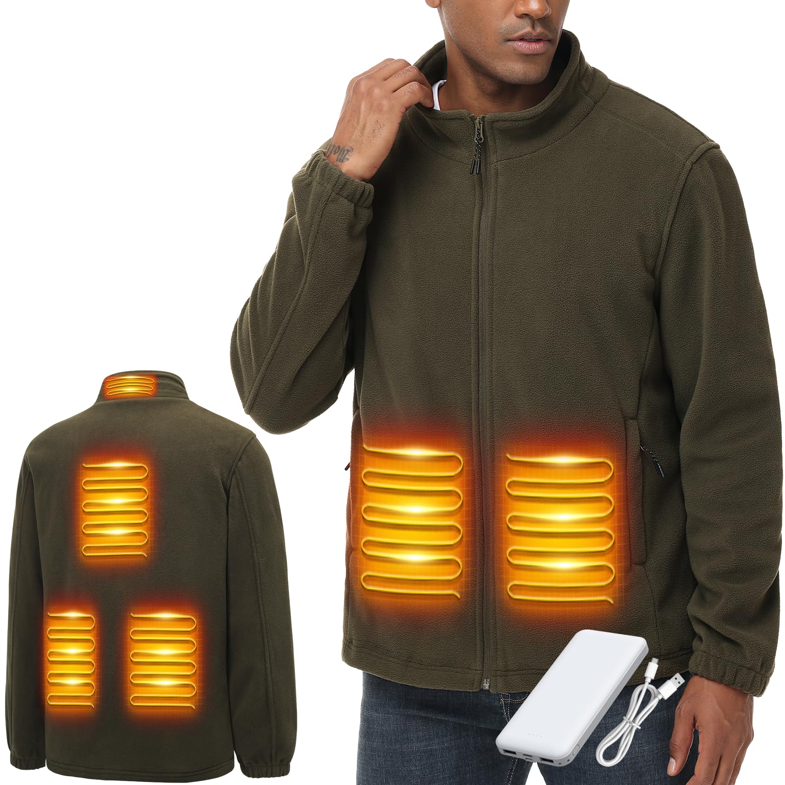 LABEWVI - Chaleco calefactor para hombre, con batería incluida, 10000 mAh, forro polar C1