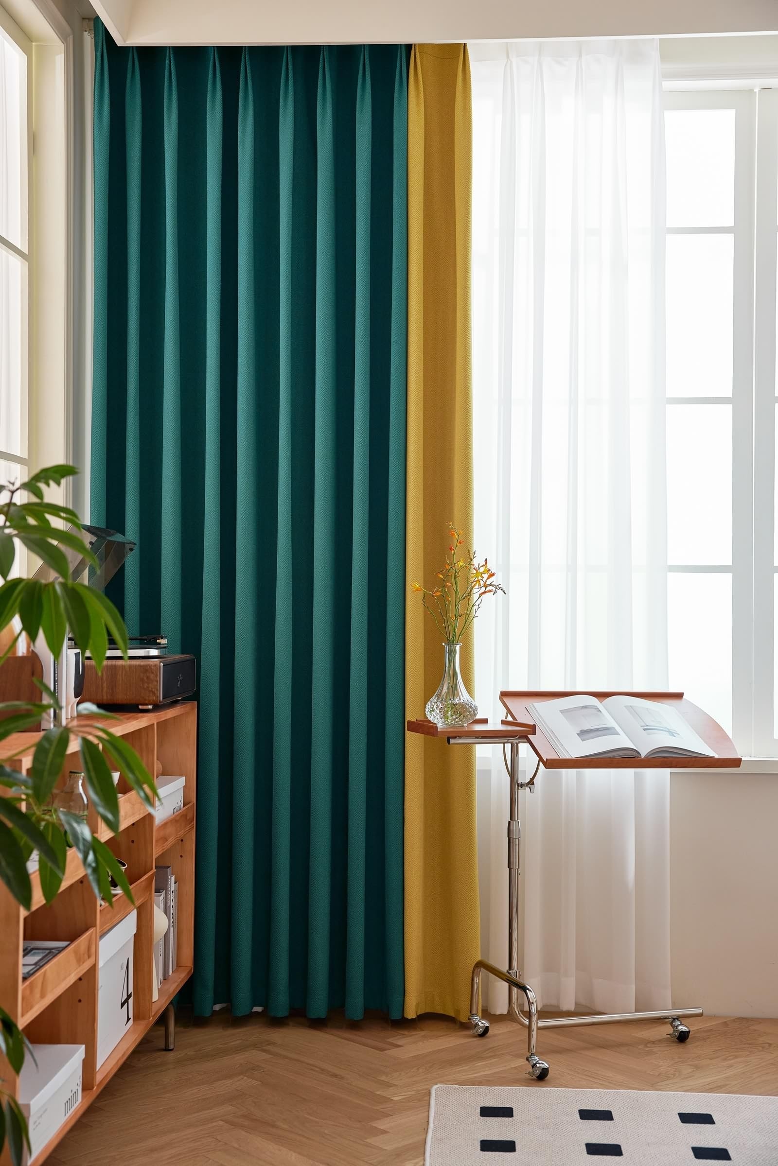 Blickdichte Vorhänge 2er Set – 214x183 Cm, Blaugrün Mit Dschungelmotiv, 100% Lichtschutz, Thermo- & Schallschutz, Mit Ösen