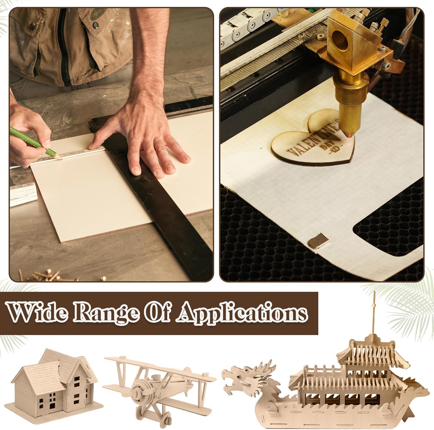 Sasylvia Balsa Wood Sheets 12 x 20 x 1/16 Inch Basswood Sheets for Crafts Plywood Unfinished Wooden Boards Rectangular Wood Planks for DIY Models Projects Drawing Laser Cutting