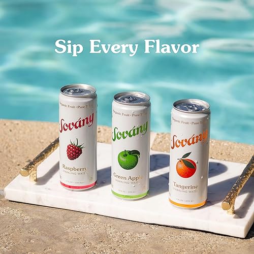 Miniatura 8 de Sovány Agua gasificada, mandarina, bebidas de agua Seltzer, USDA Organic, hechas con fruta real, sin OMG, veganas, sin azúcar añadida, bajas en