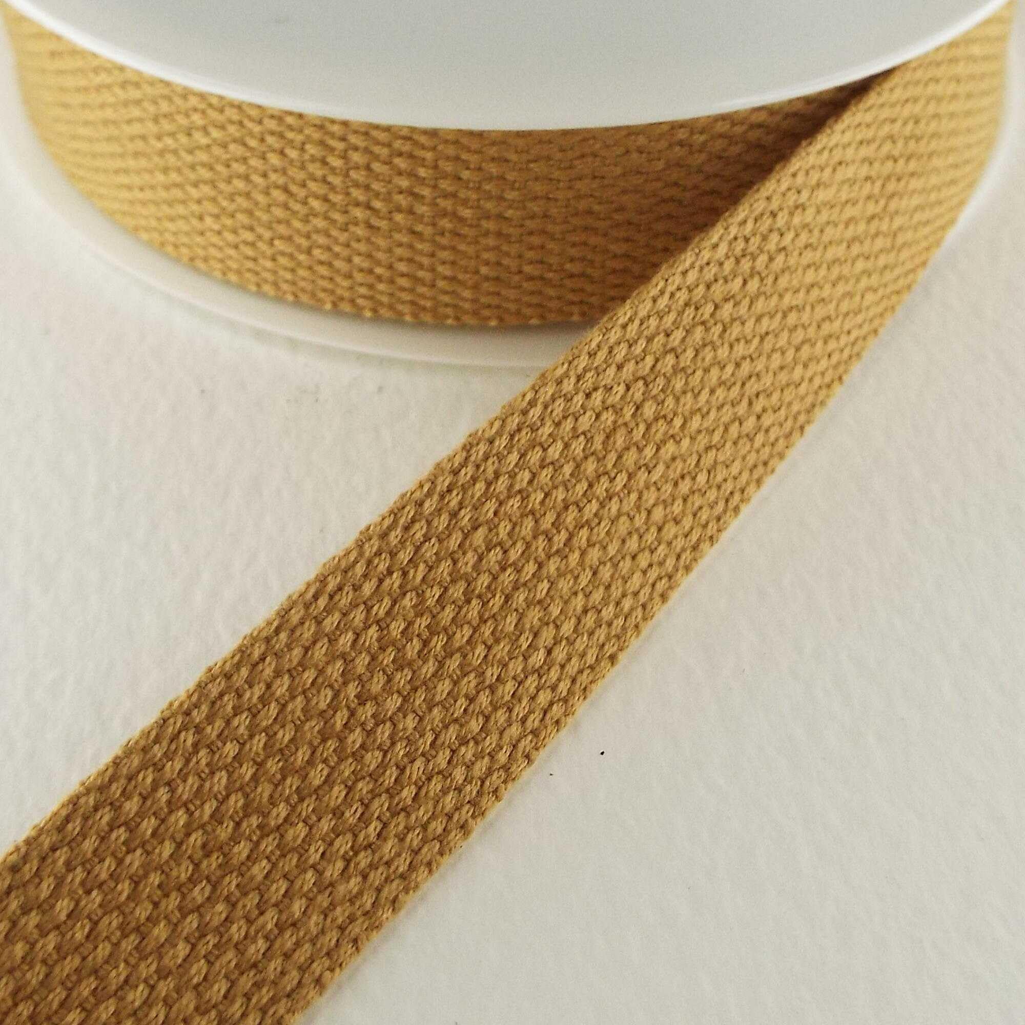 Cotton Mix Webbing 25mm Wide Bag Strap Handle Lanyard Fabric Belt 34 Colour 771D, 019 Natural Camel Beige, 4 Metres