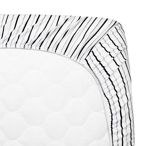 Miniatura 5 de TL Care Paquete de 2 sábanas bajeras ajustables 100% algodón natural de 39 x 27 pulgadas, suaves y transpirables para patio de juegos y colchón de