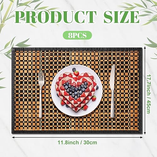 Miniatura 2 de Hushee 8 manteles individuales de bambú para mesa de comedor, lavables, resistentes al calor, manteles individuales de bambú para comedor y mesa de