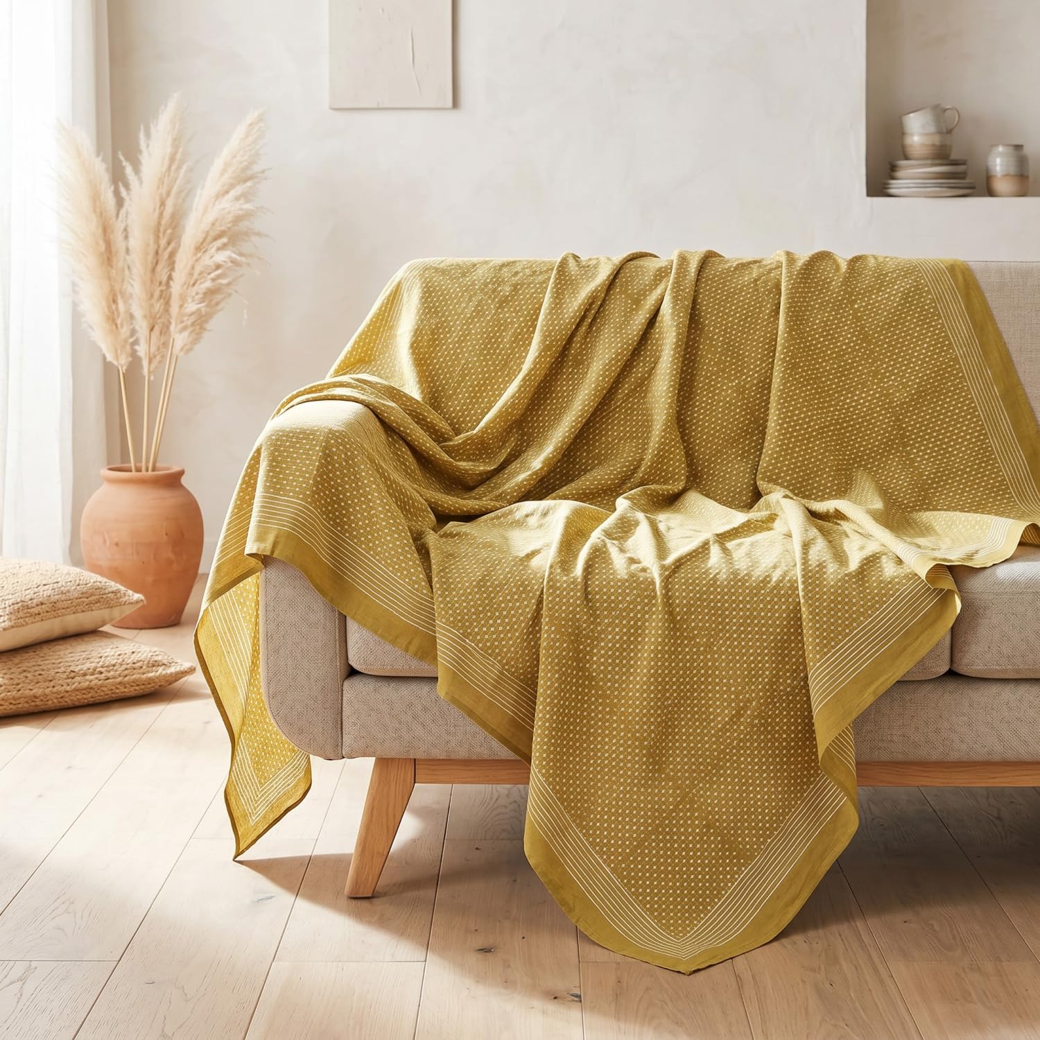 Blockdruck Tagesdecke, Bett & Sofaüberwurf, Design 1, Double 225*275 cm