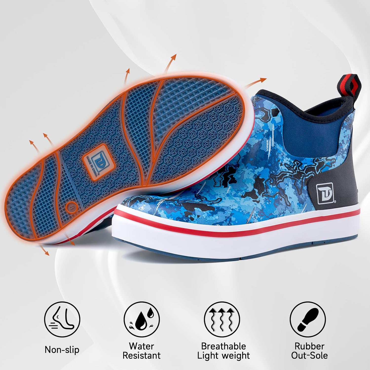 Trudave Mens Deck Boots, Waterproof Rubber Fishing Rain Boots, Anti-slip Short Ankle Shoes for Outdoor Fishing, Boating, Size 5-14 - Image 4