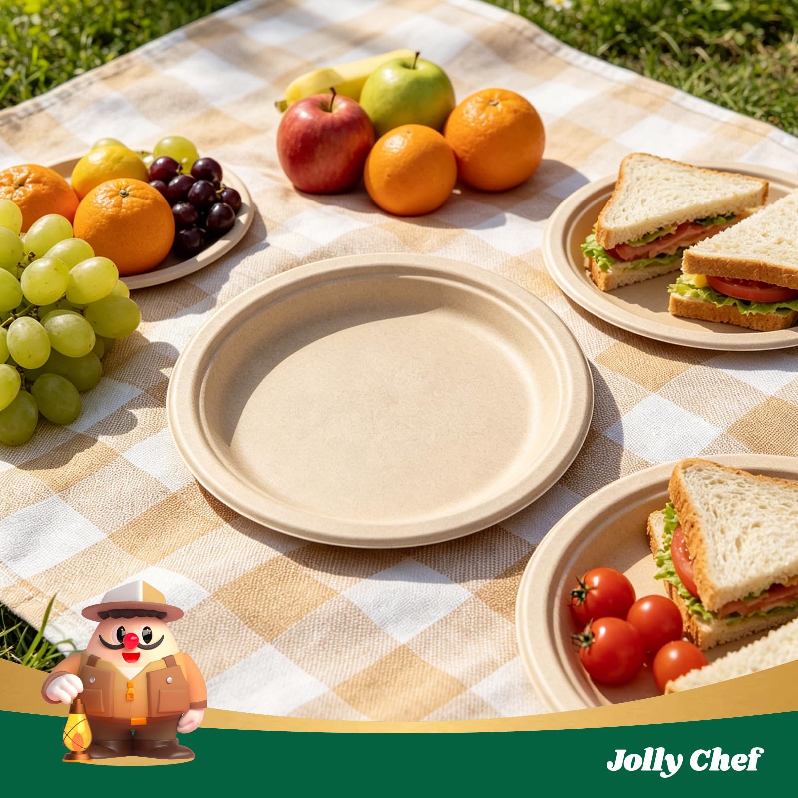 Amazon.com: JOLLY CHEF Compostable Heavy Duty Plates 𝟭𝟬 𝗜𝗻𝗰𝗵