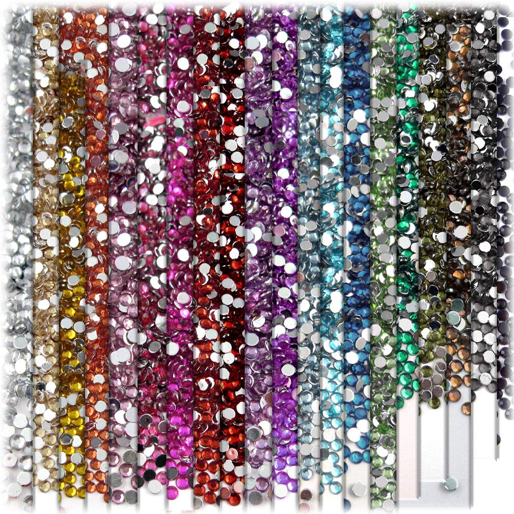 The Crafts Outlet100000-Piece Round Flat Back Rhinestones Set, 1.5mm, Platinum Master, 20-Pack