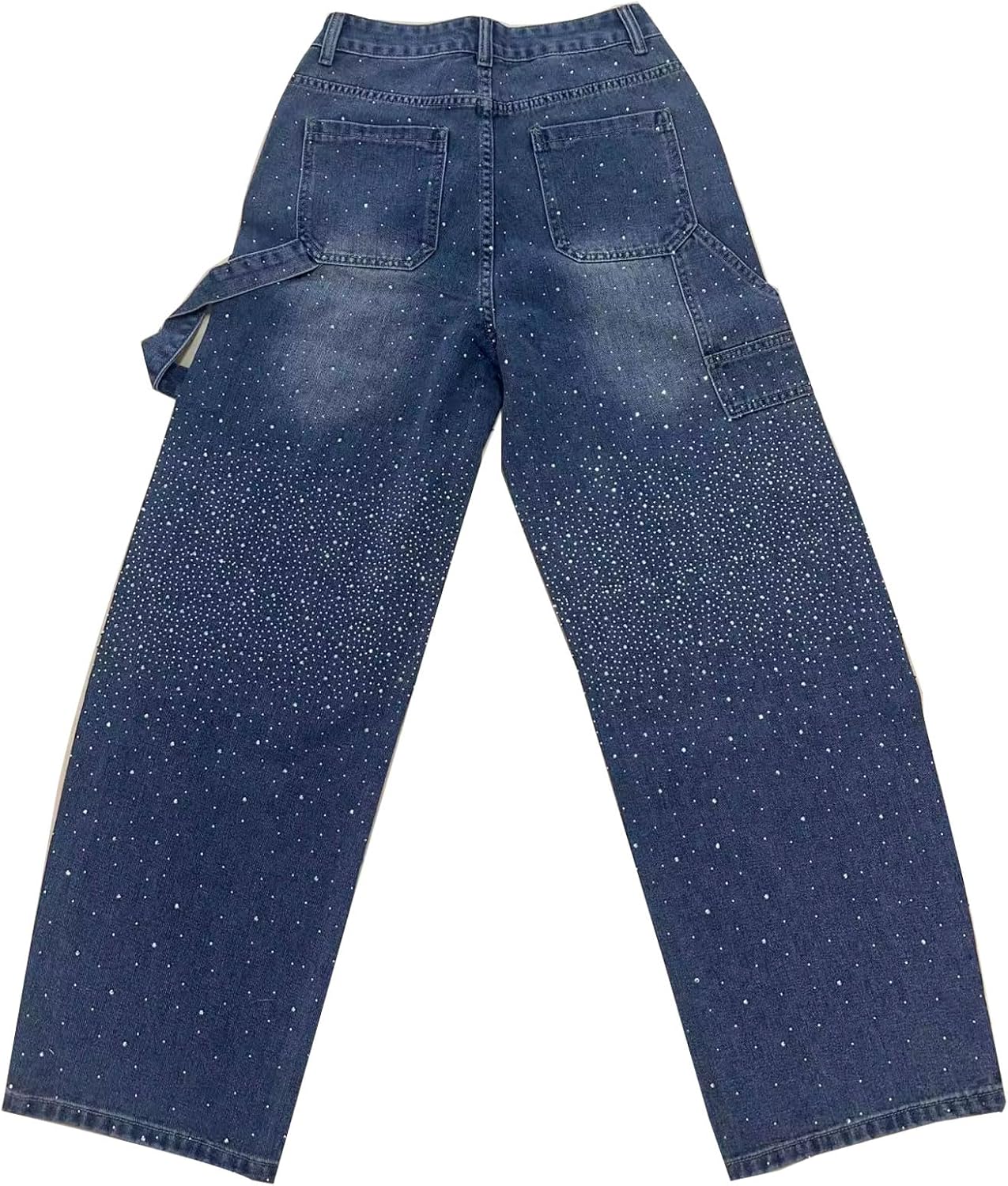 High Waisted Baggy Jeans for Women Rhinestone Diamond Straight Loose Jeans Fashion Vintage Boyfriend Denim Pants - Image 6