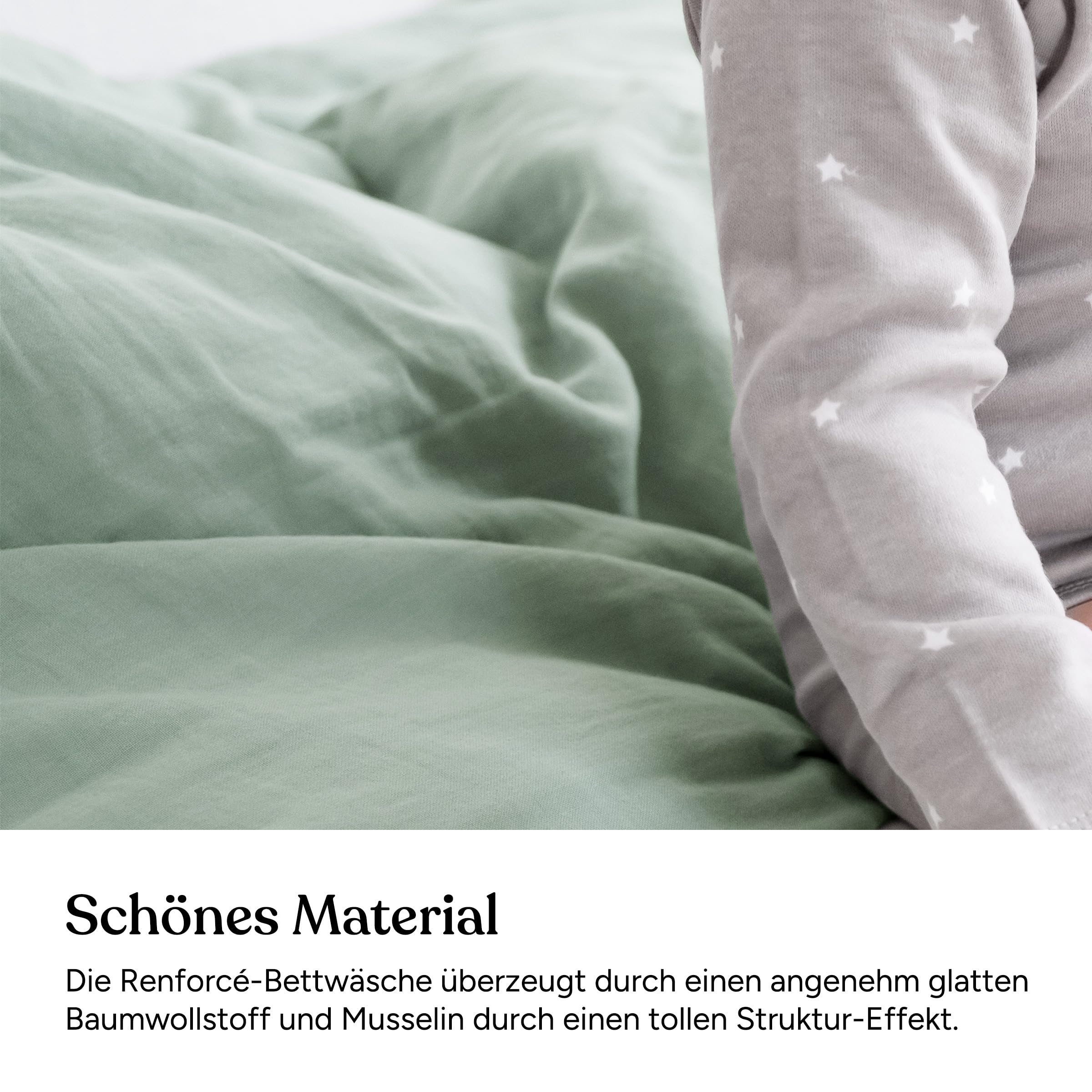 Ehrenkind® Bettwäsche-Set Musselin | 100% Bio-Baumwolle | Standard 100 by Oeko-TEX | 100x135cm + 40x60cm Jade | Bettwäsche 135x100
