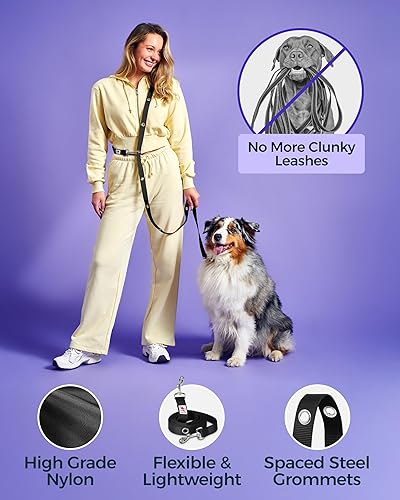 Miniatura 4 de Correa de perro manos libres para entrenamiento, correr, correa de cintura y hombro para caminar, correa de tráfico, correa doble para mascotas