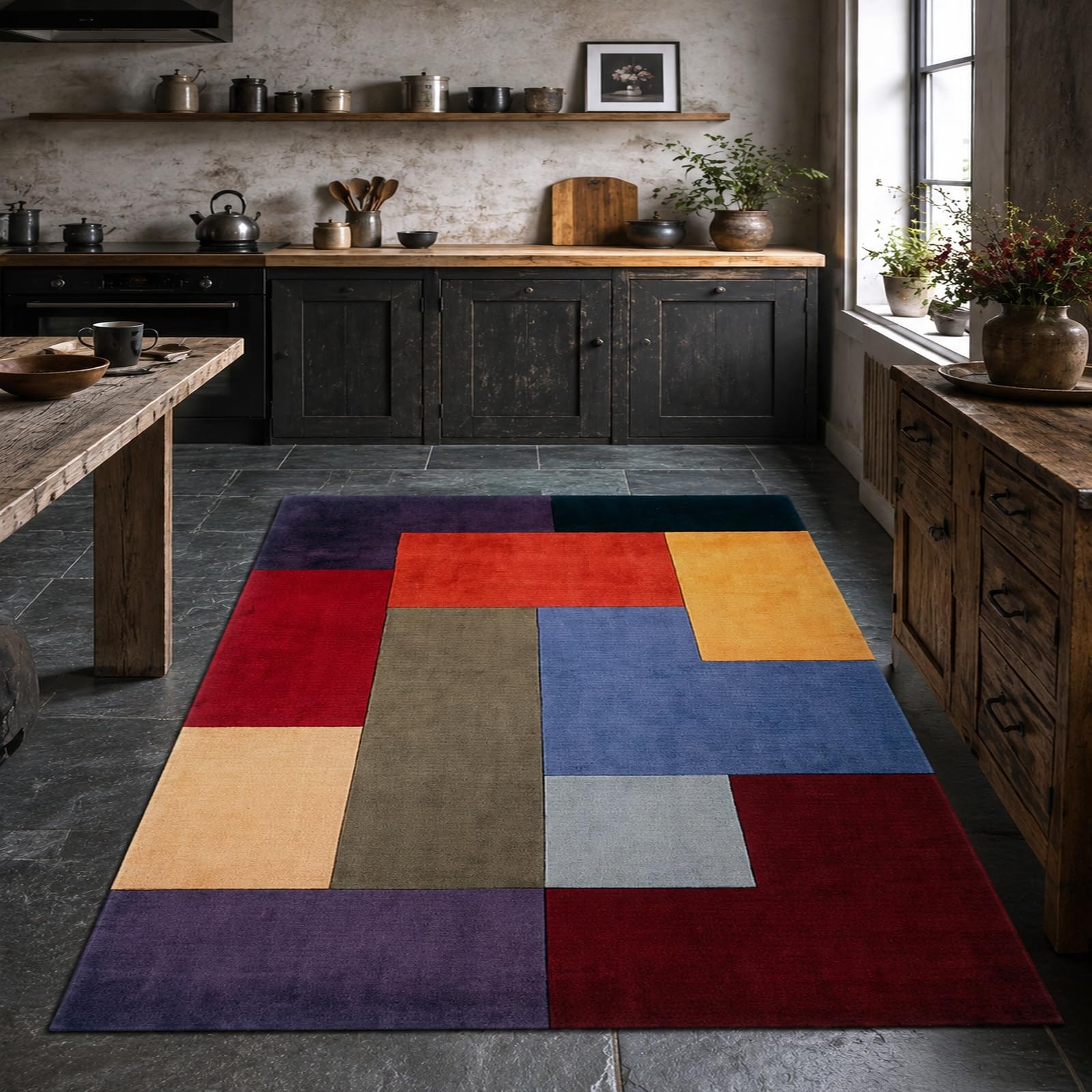 Tappeti di zona, 160 x 230 cm, Rosso Arancione Giallo Blu Blu Beige scuro Nero, Tappeto pelo corto Modern Salotto, Rugs Camera da Letto Grandi Soggiorno,