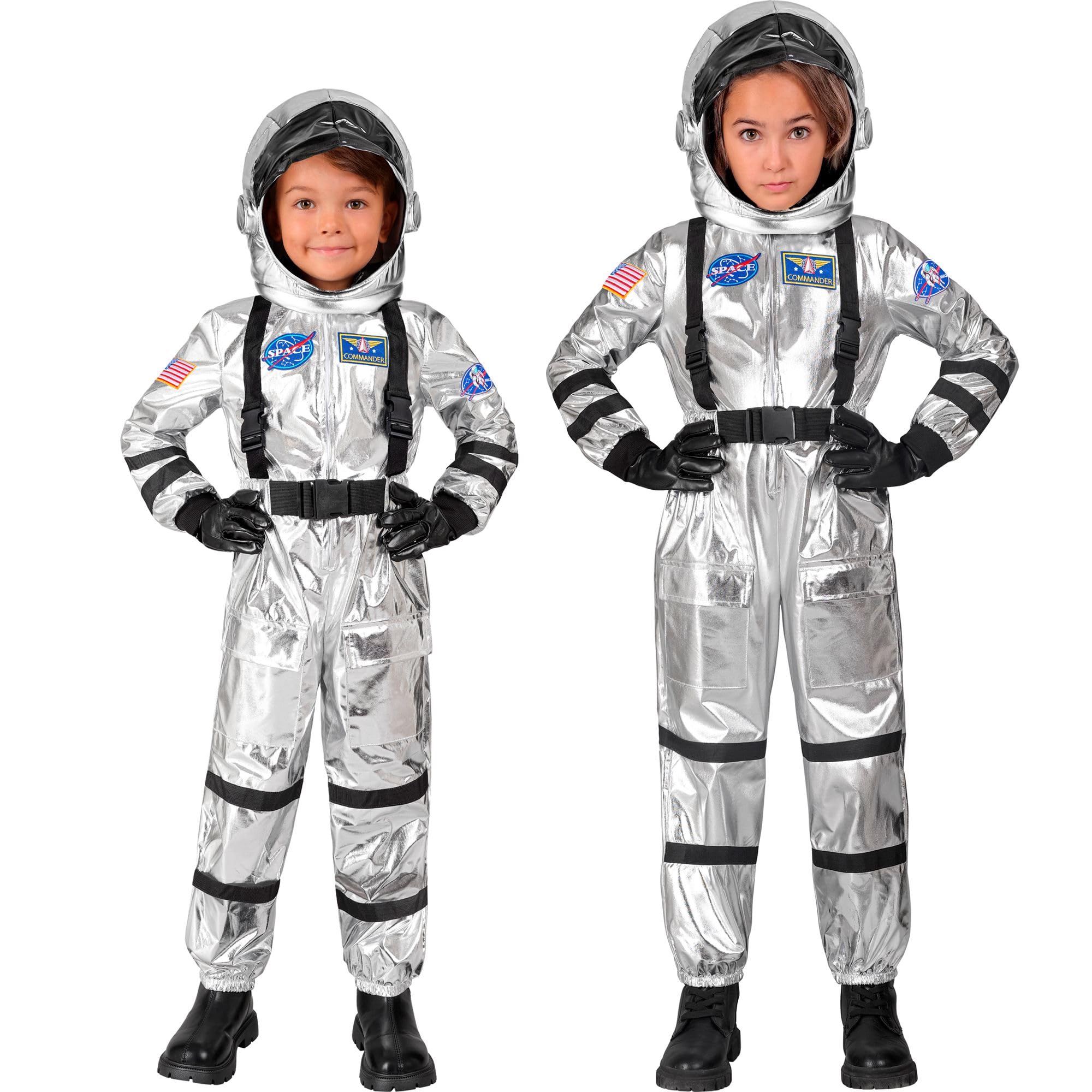 W WIDMANN MILANO Party Fashion - Kinderkostüm Astronaut, Raumanzug mit Helm, Weltall Overall, Raumfahrer, Karnevalskostüme