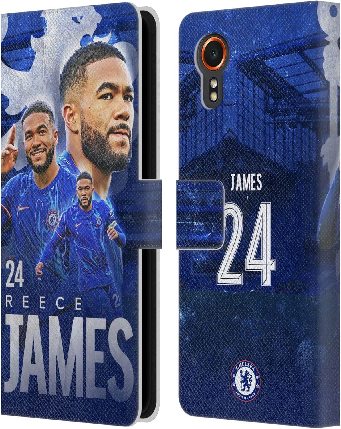 Head Case Designs Officially Licensed Chelsea Football Club Reece James 2024/25 First Team Leather Flip Case Compatible with Samsung Galaxy Xcover7 5G