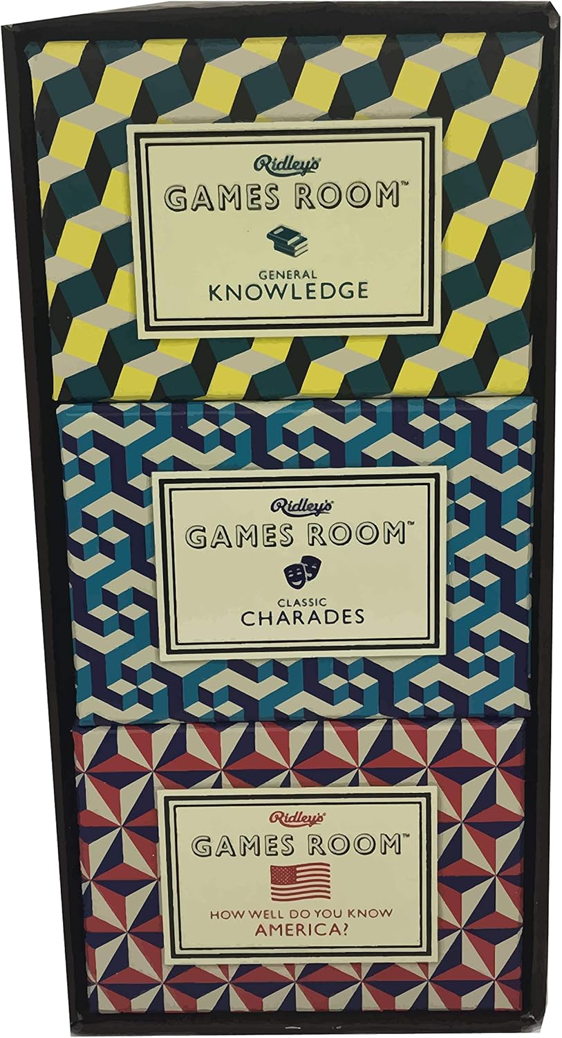 Ridley's Game Room Card Games 3-Pack- General Knowledge, Charades, America Pack- Great for Game Night, Families, Road Trips