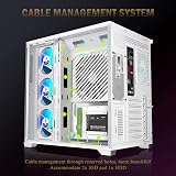 ANSAITE Boîtier PC ATX Ventilateurs 7 PWM ARGB pré-installés, Boîtier PC Gaming Mid-Tower, Boîtier Informatique panoramique en Verre trempé avec Type-C, Support de radiateur 360mm (Blanc) - 6