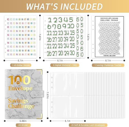Miniatura 2 de Carpeta de desafío de 100 sobres, desafío de ahorro de dinero de 100 sobres, libro de desafíos de ahorro de sobres, libro de desafíos de ahorro con