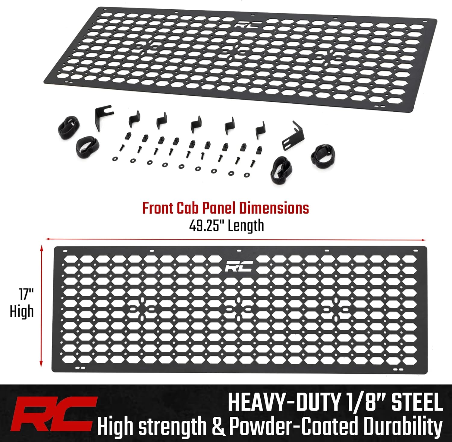 Rough Country Molle Panel Kit for Toyota Tacoma 2WD/4WD 5' Bed (2024-2026) - Rack Organizer, Heavy-Duty Steel, Bolt-On, Black