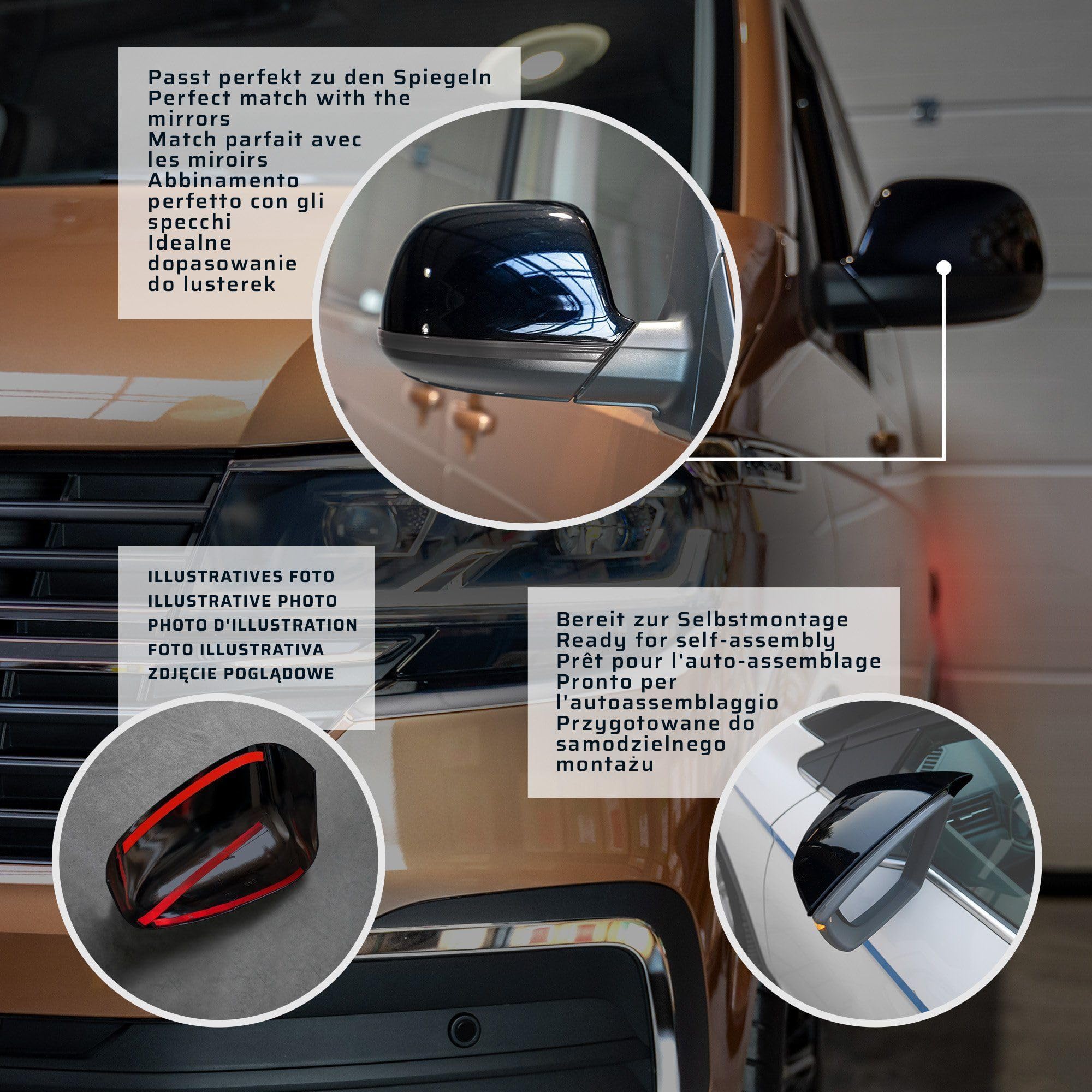 CHROMEMASTER | Calotta per Gli Specchietti Esterni Compatibile con Mercedes Vito W447 2014+ | Plastica ABS; Nero | Le Calotte Donano un Aspetto Unico All'auto e Proteggono dai Danni