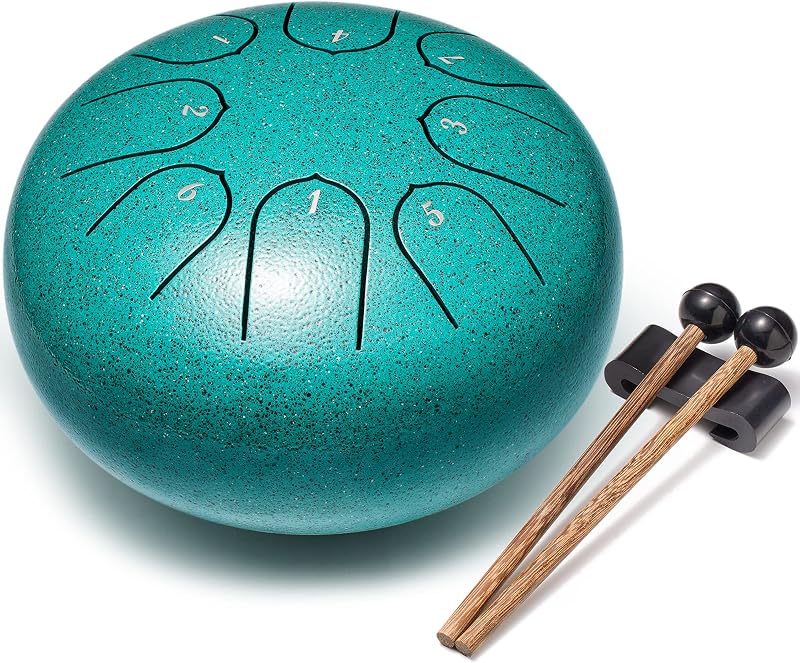 Tambor de lengua de acero, instrumento musical de 6 pulgadas y 8 notas, regalo estilo tambor de lluvia | Percusión para adultos y principiantes para educación musical, calmante, relajación y meditación (malaquita)