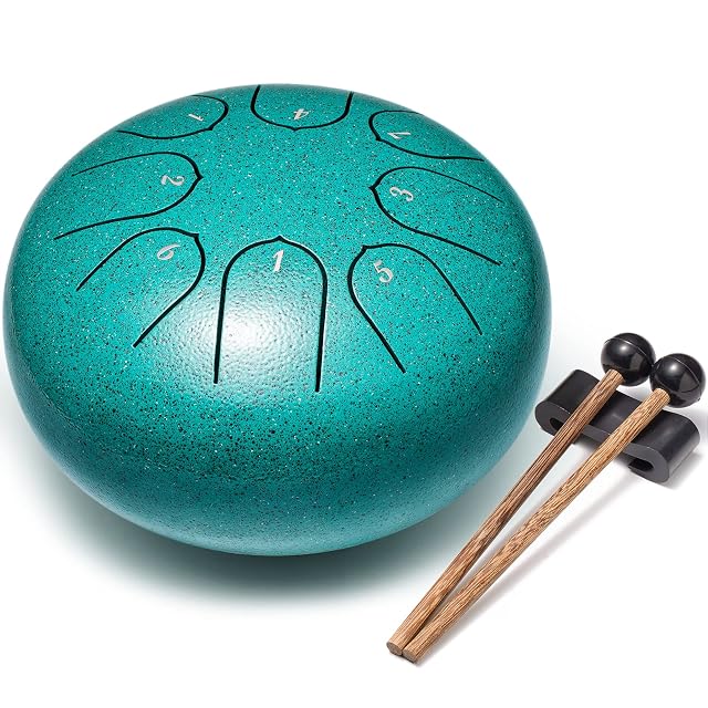 Steel Tongue Drum Percussion 6 Inch 8 Notes Musical Instruments Music Gifts for Family Friends Malachite