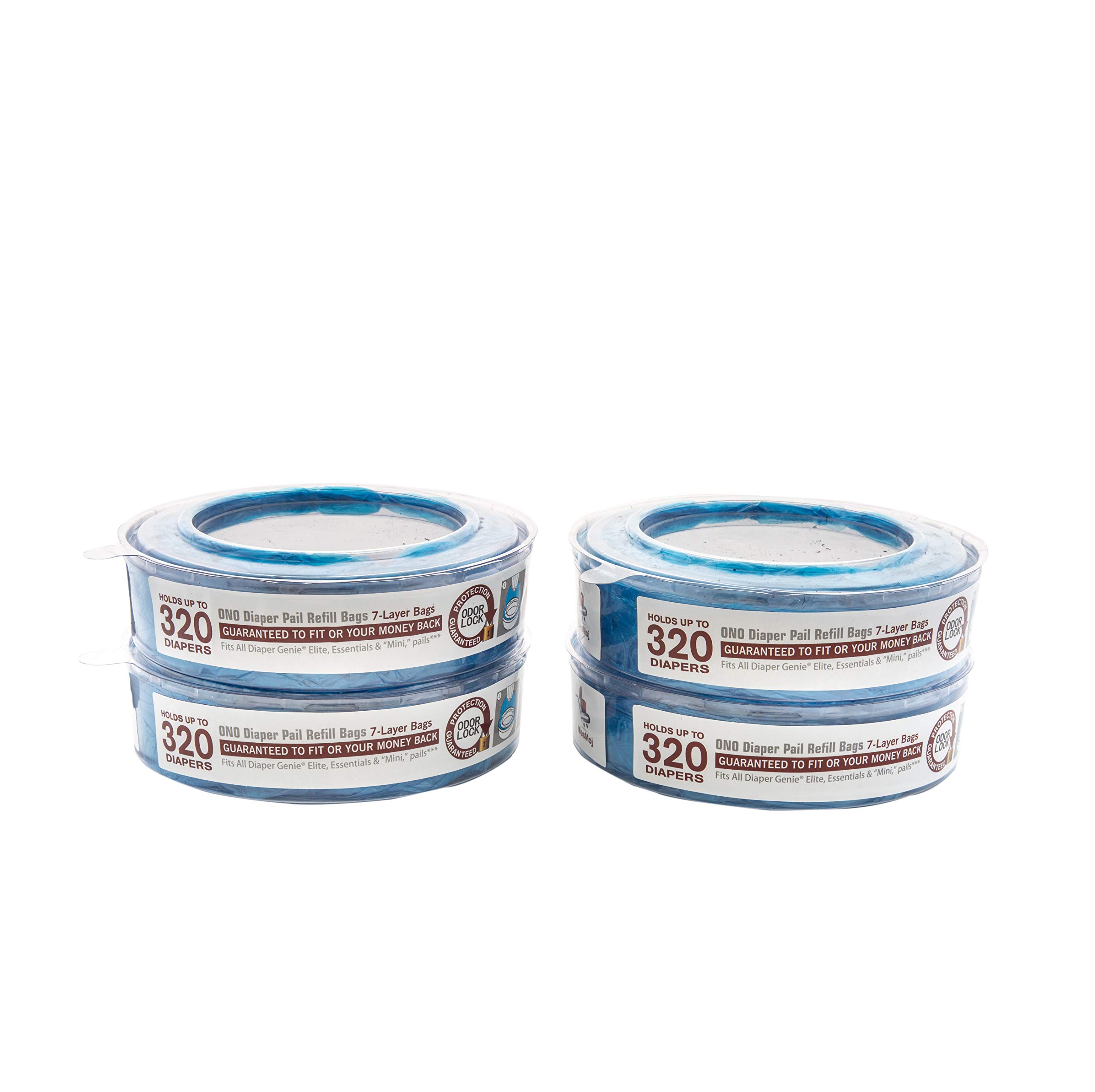 New and Improve 7 Layer Thick Durable Diaper Pail Refill Bags Holds up to 320 Bags in a roll Fits All Diaper Genie Elite Essential & Mini Pails.