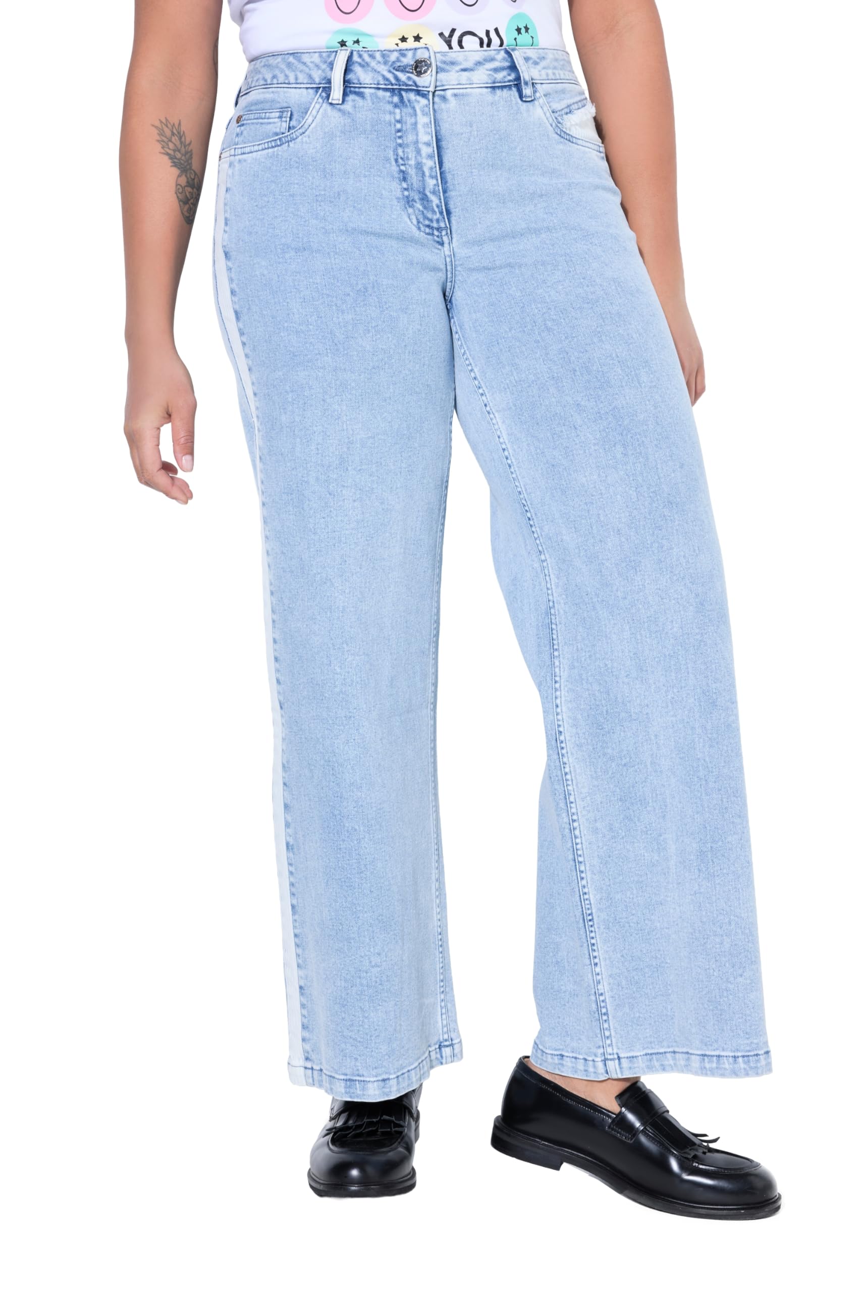 Angel of Style Damen große Größen Übergrößen Plus Size Jeans Nora, weites, gerades Bein, Seitenstreifen 849570