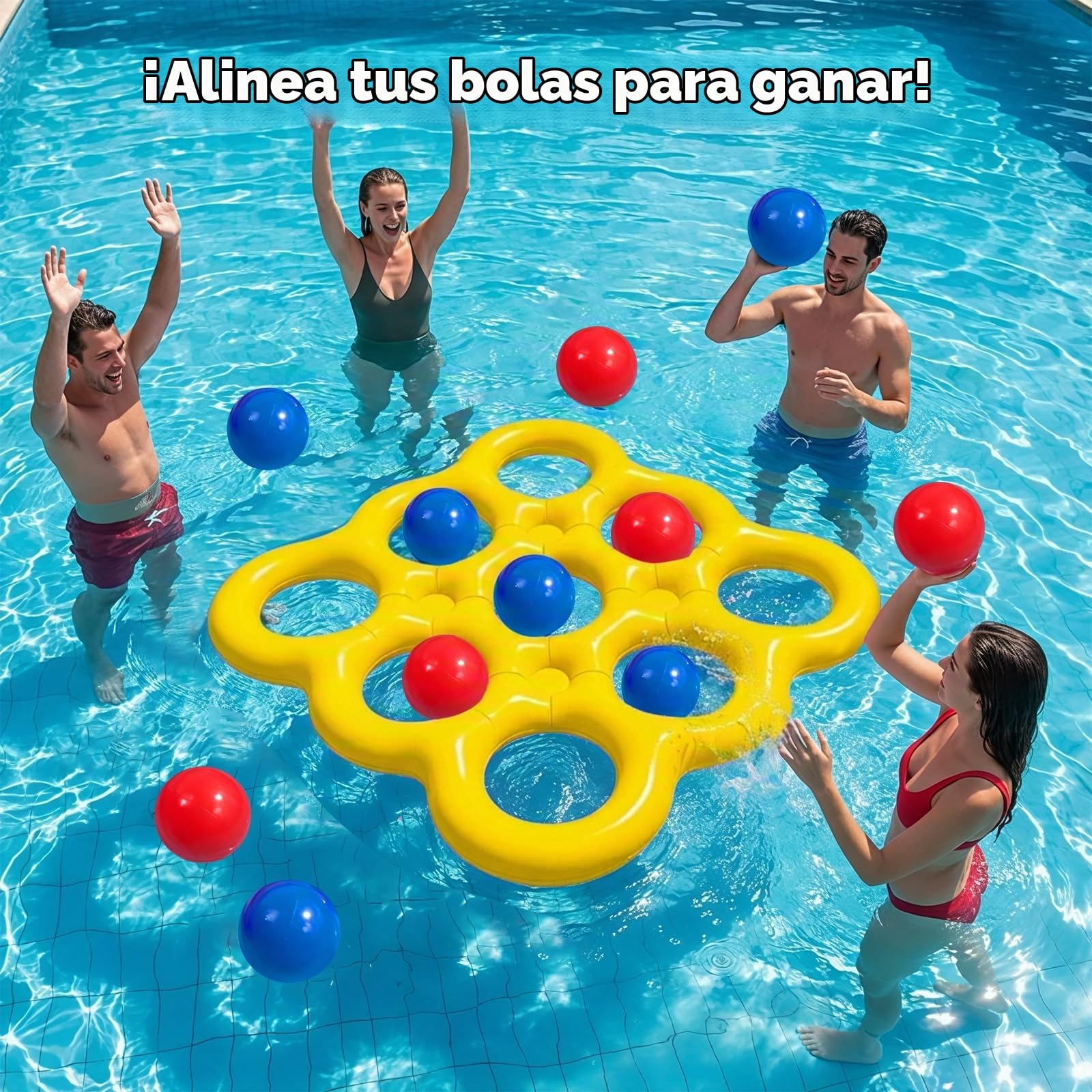 MoKo Juegos para la Piscina Tic TAC Toe, Flotador Inflable