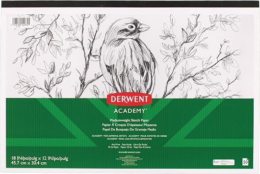 Derwent Academy Sketch Paper Pad, 50 Sheets, 18" x 12", Mediumweight 54974