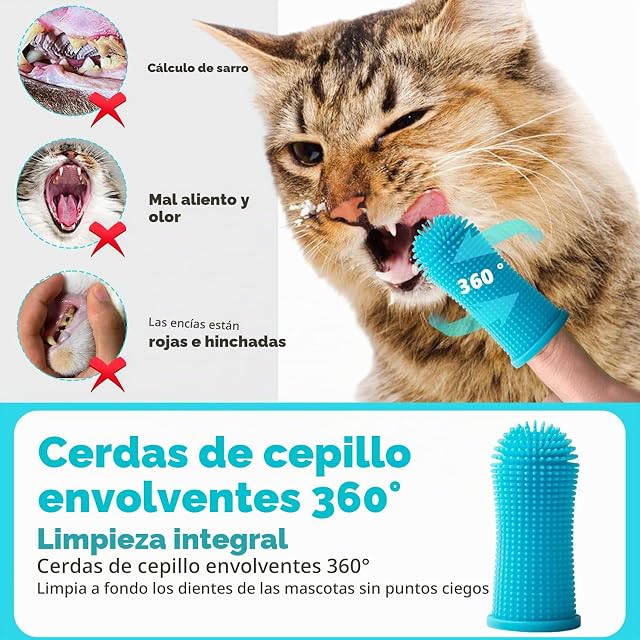 Foto 2 de 6 de Cepillo Dientes Perro, 2 Cepillos de Dientes de Doble Cabezal, 2 Cepillos de Limpieza Dental de Triple Cabezal