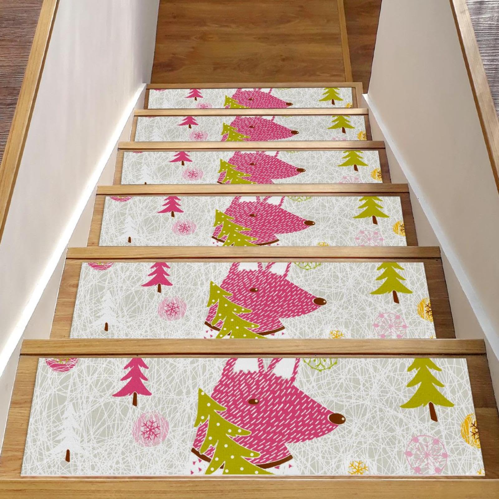 Protectores de escalones para niños y ancianos alfombra antideslizante de madera interior