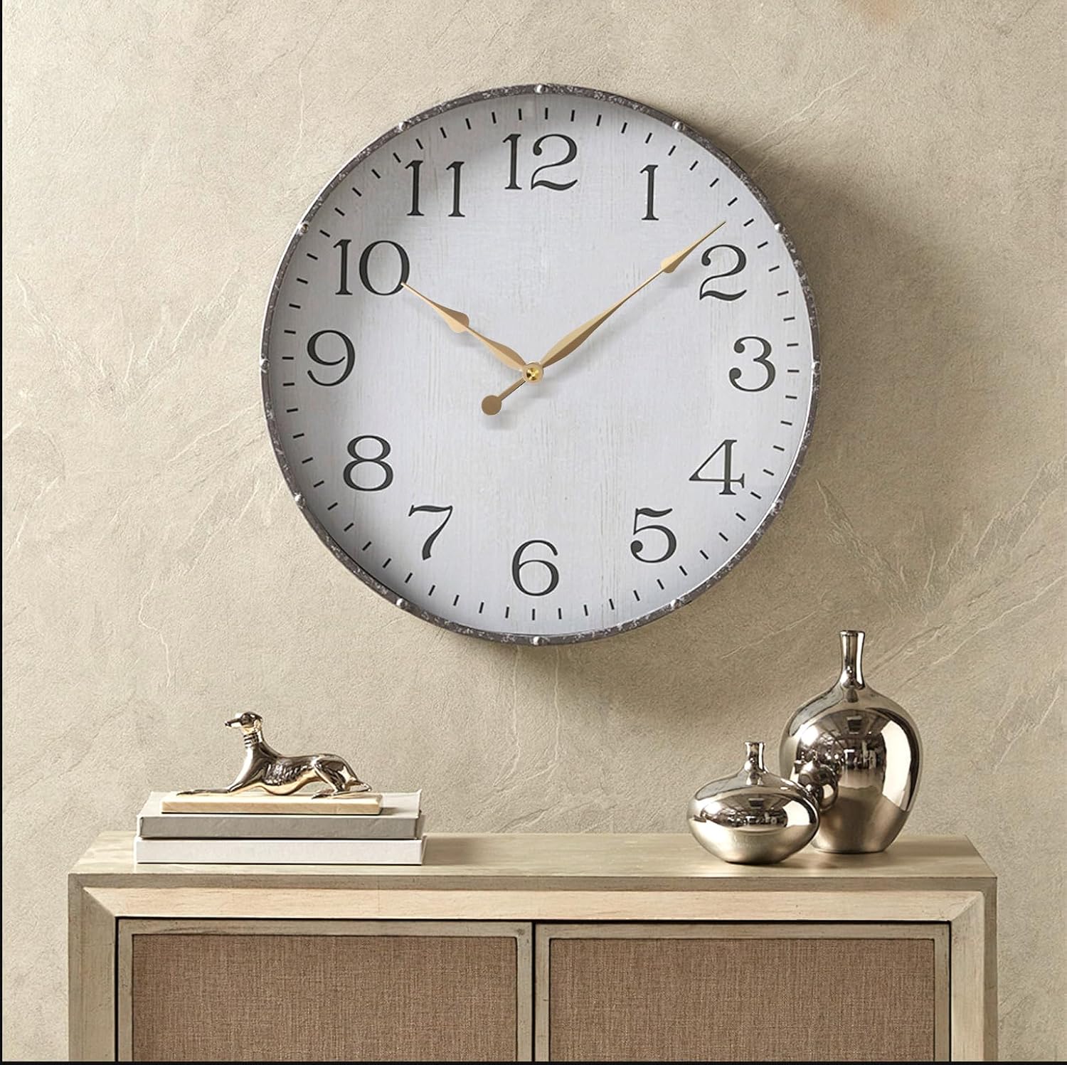 High Torque Long Shaft Clock Movement Mechanism with 28mm (1-1/8 Inch) Shaft Length and 12 Inch Long Spade Hands (Gold Hands)