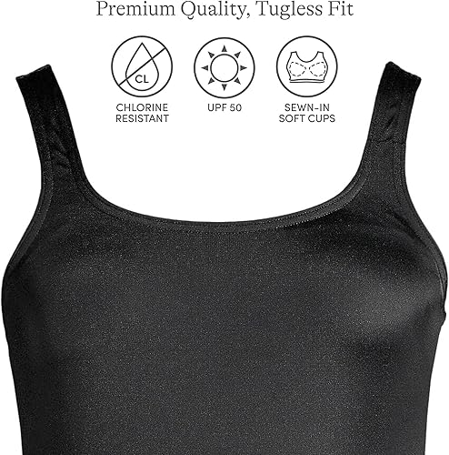 Vista 3 de Lands' End Traje de baño deportivo de una pieza resistente al cloro para mujer