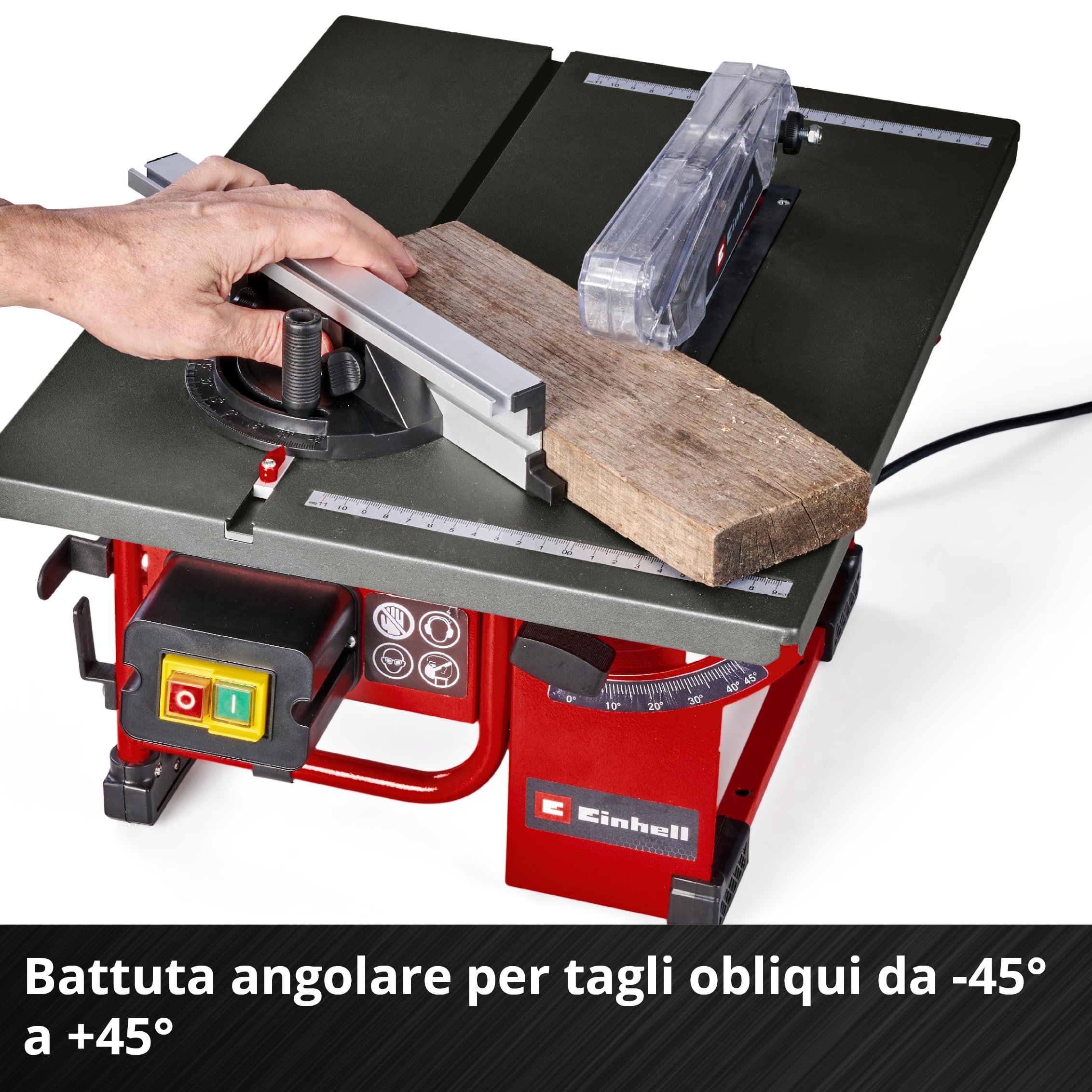 Sega circolare da banco Einhell TC-TS 8 I (800 Watt, altezza di taglio 45 mm, lama Ø 200 mm, guida angolare, battuta parallela, attacco di aspirazione, incl. lama HW/TCT)