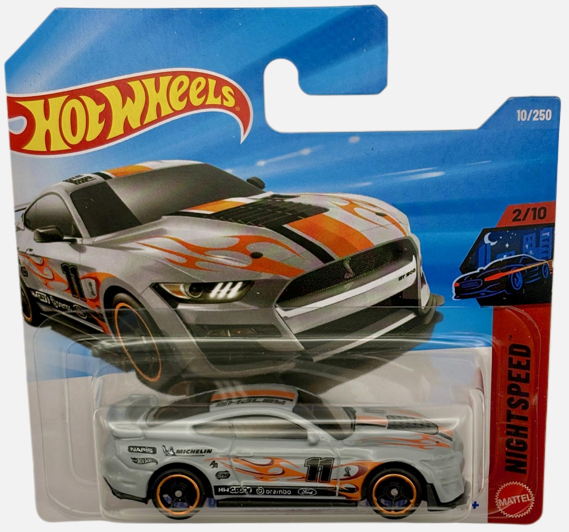 Hot Wheels - 2020 Ford Mustang Shelby GT500 - Nightspeed 2/20 - JJH87 - Short Card - Grey/Orange Sports Car in 1:64 Scale - Mattel 2026 - Image 2